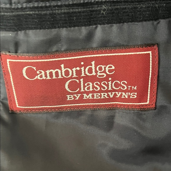 Corduroy NavyBlazer Tan Suede Elbow Patches Classic Preppy Menswear Vintage 46L - Picture 2 of 7